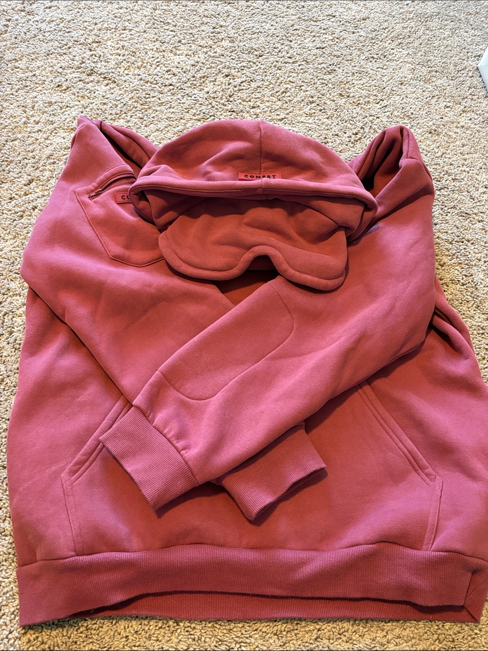 Comfrt Airplane Mode Travel Hoodie with built in eye mask